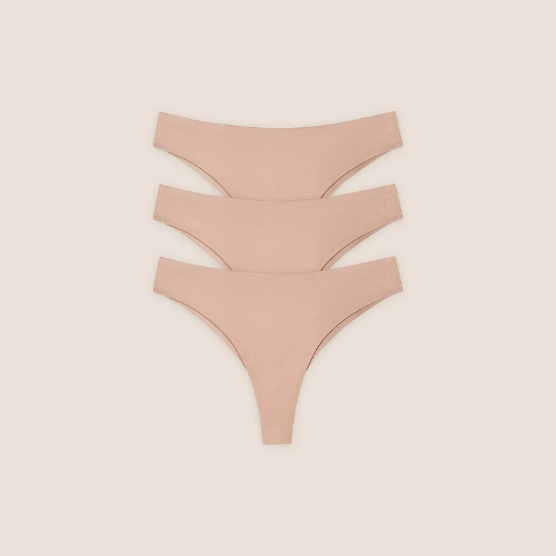 Seamless Bonded Brazilian Briefs (3-Pack) - Honey