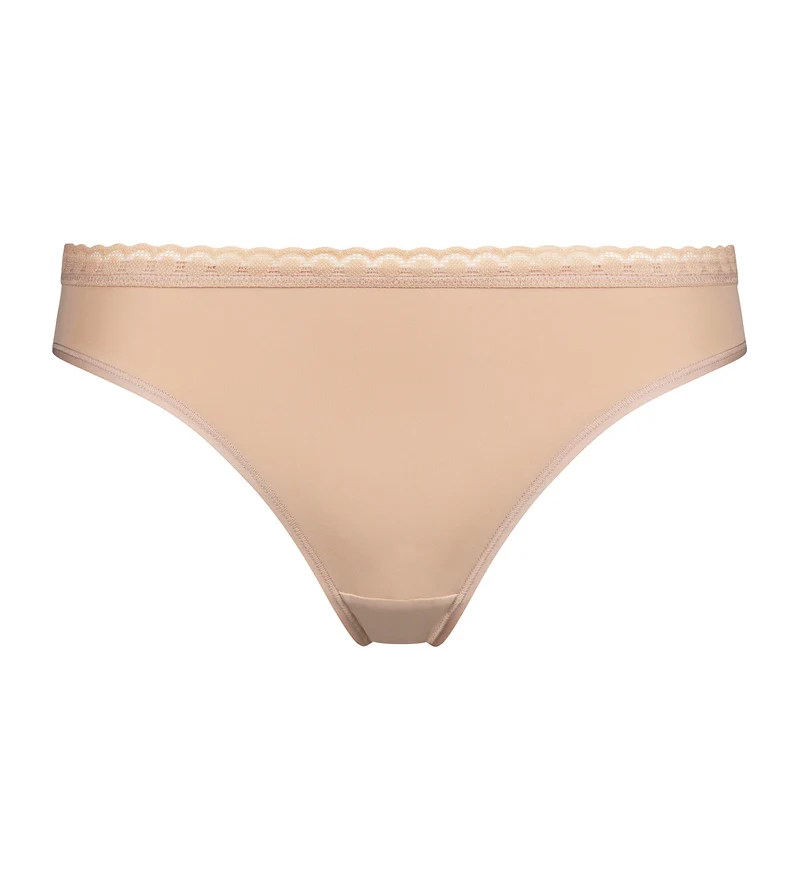 Hautfarbener Slip aus Mikrofaser und Tüllgürtel – Daily Micro