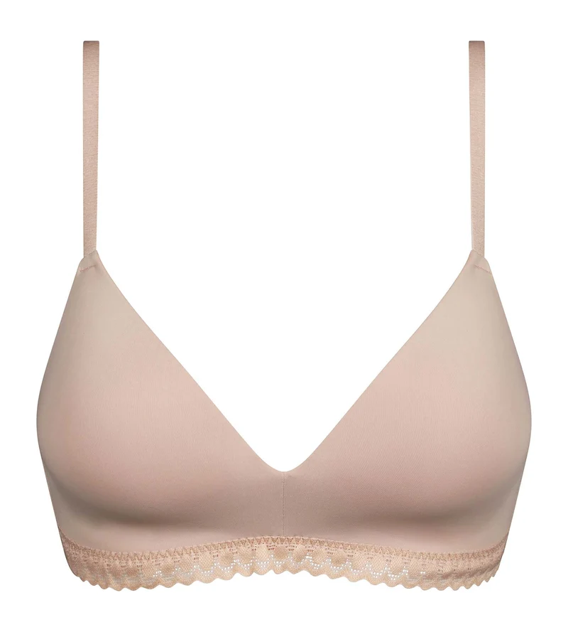 Hautfarbener Padded Triangel-BH ohne Bügel – Daily Micro