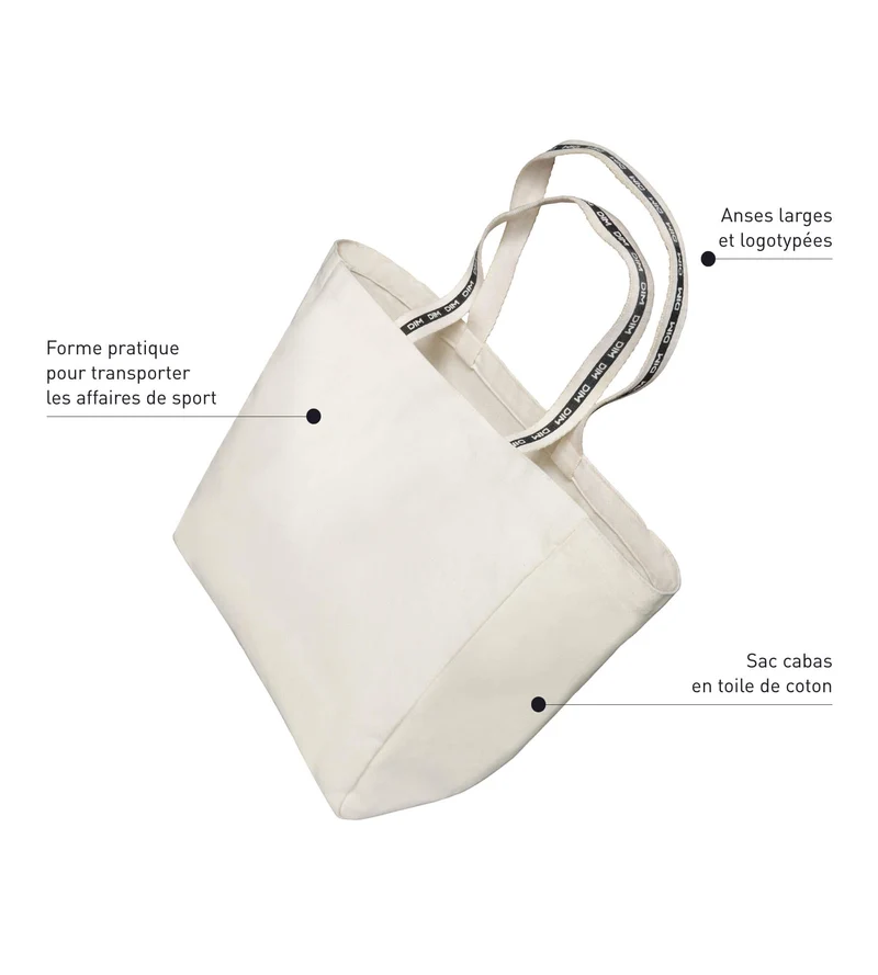 Hellbeige große Sport-Tasche aus Baumwoll-Canvas - DIM Move