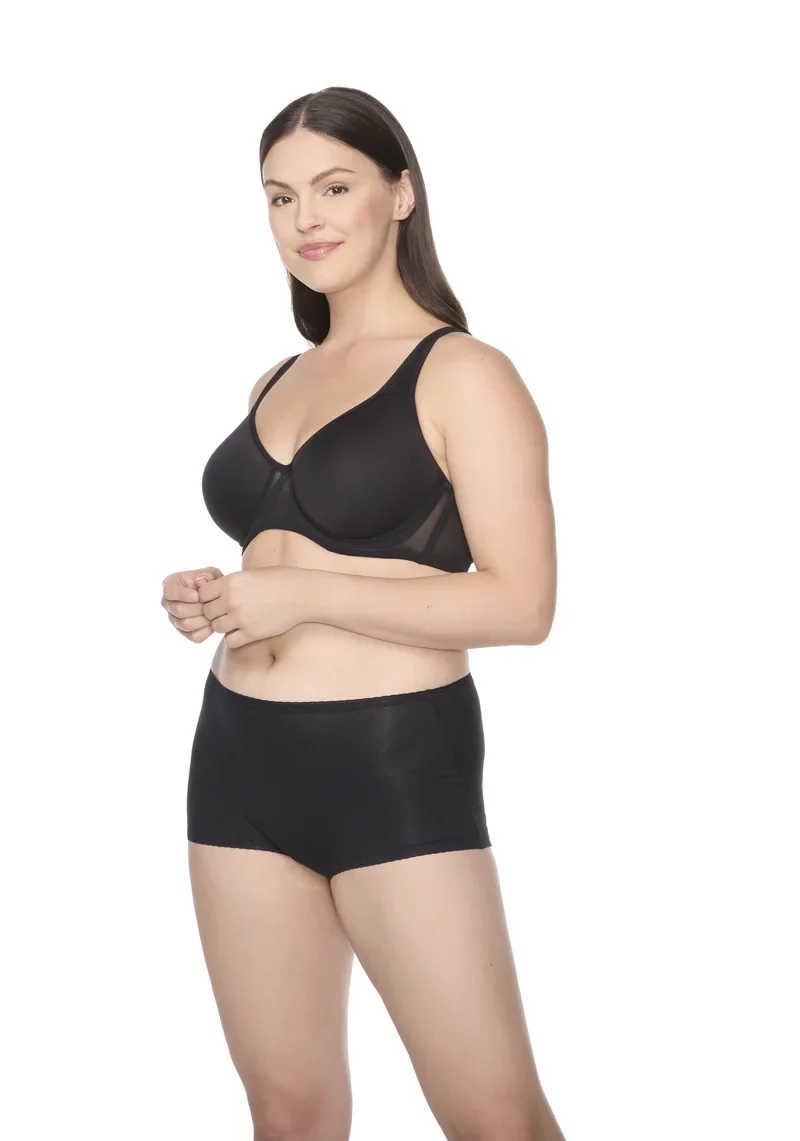 Naomi & Nicole Shapewear - Baumwolle mit Spitze Boyshort Schwarz