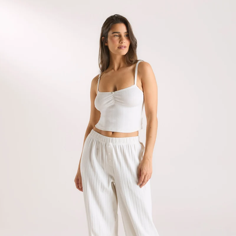 Pointelle Cami Pyjama Top - Cream