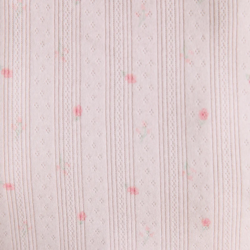 Pointelle Pyjama Top - Pink Floral