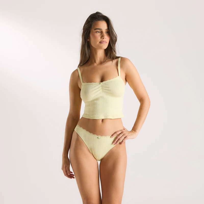 Pointelle Cami Pyjama Top - Buttercup Yellow