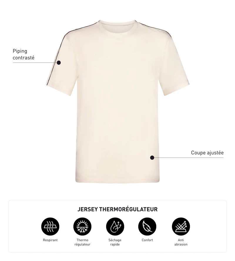 Thermoregulierendes Sport-T-Shirt für Herren aus Ecru-Jersey Dim Move