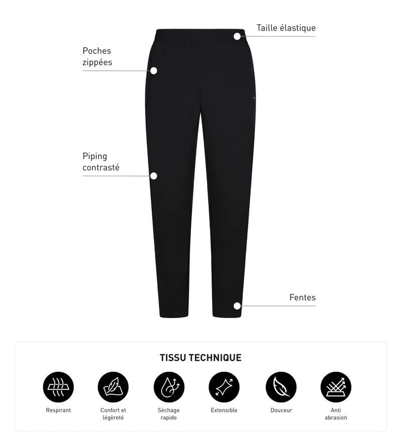 Chino-Sporthose für Herren aus Stretch-Jersey Black Dim Move