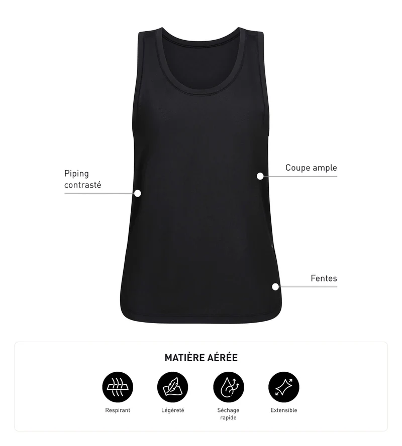 Sport-Tanktop für Damen aus schwarzer Viskose Dim Move