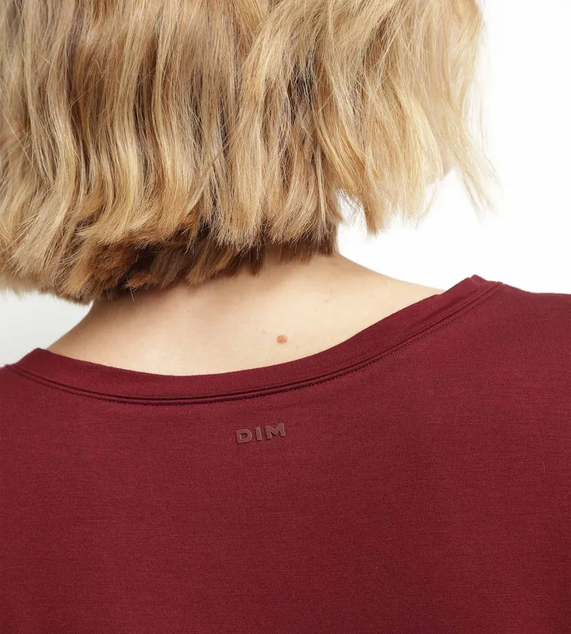 Sport-T-Shirt für Damen aus burgunderfarbener Viskose mit offenem Rücken Dim Move