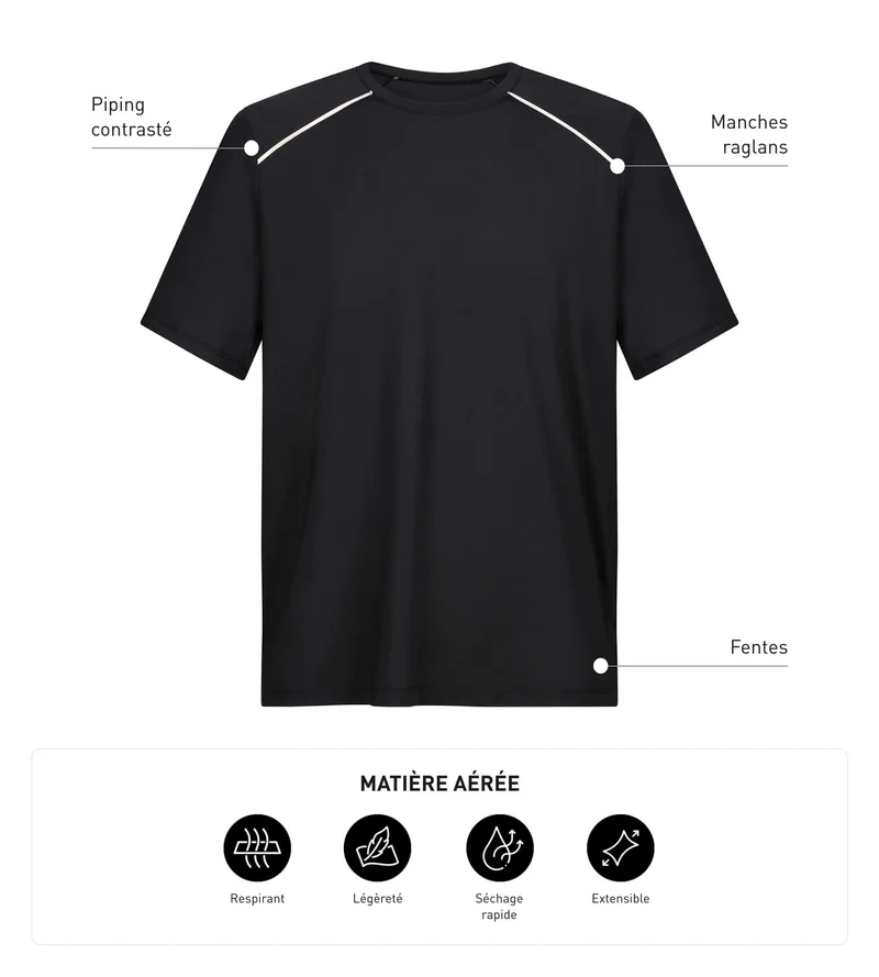 Atmungsaktives Sport-T-Shirt für Herren Black Dim Move