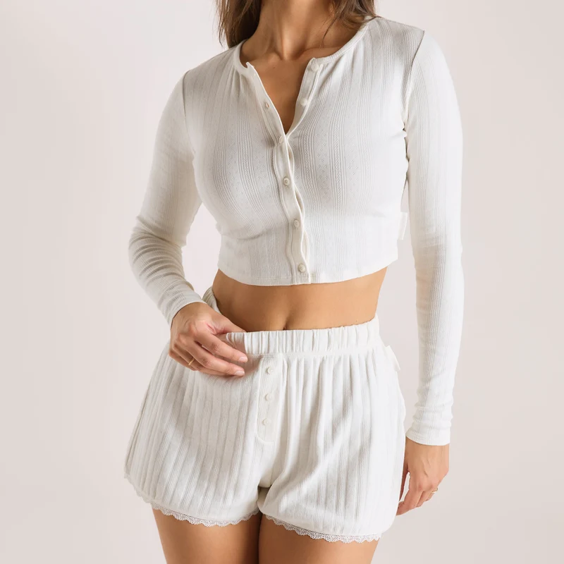 Pointelle Cardigan - Cream