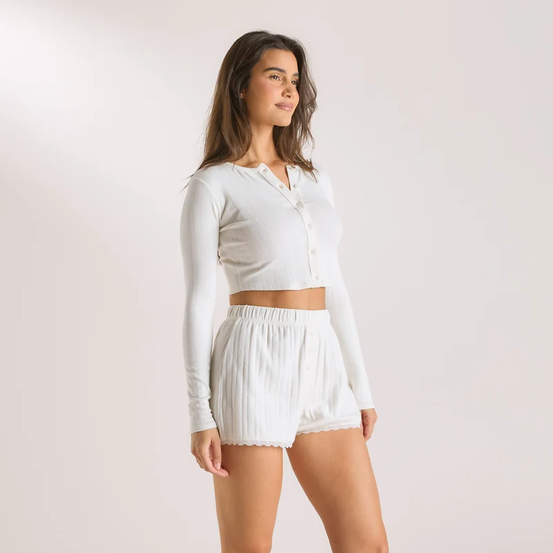 Pointelle Cardigan - Cream