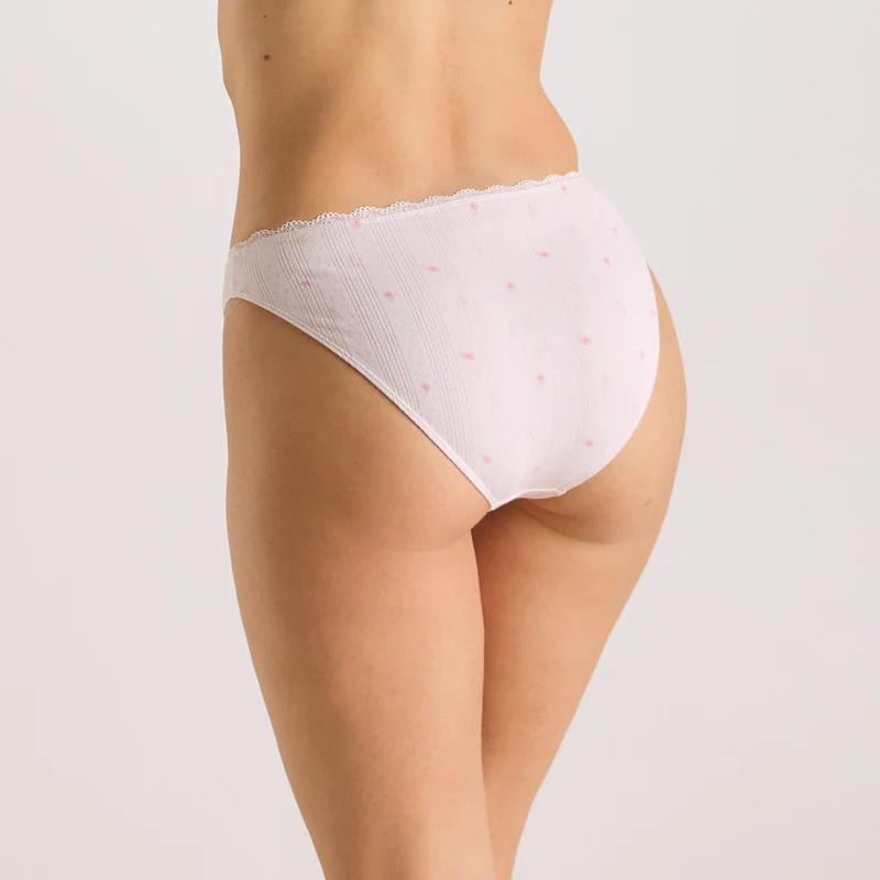 Pointelle Briefs - Pink Floral