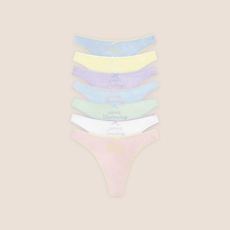 Days of the Week Thongs (7-Pack) - Multicolour Pastel