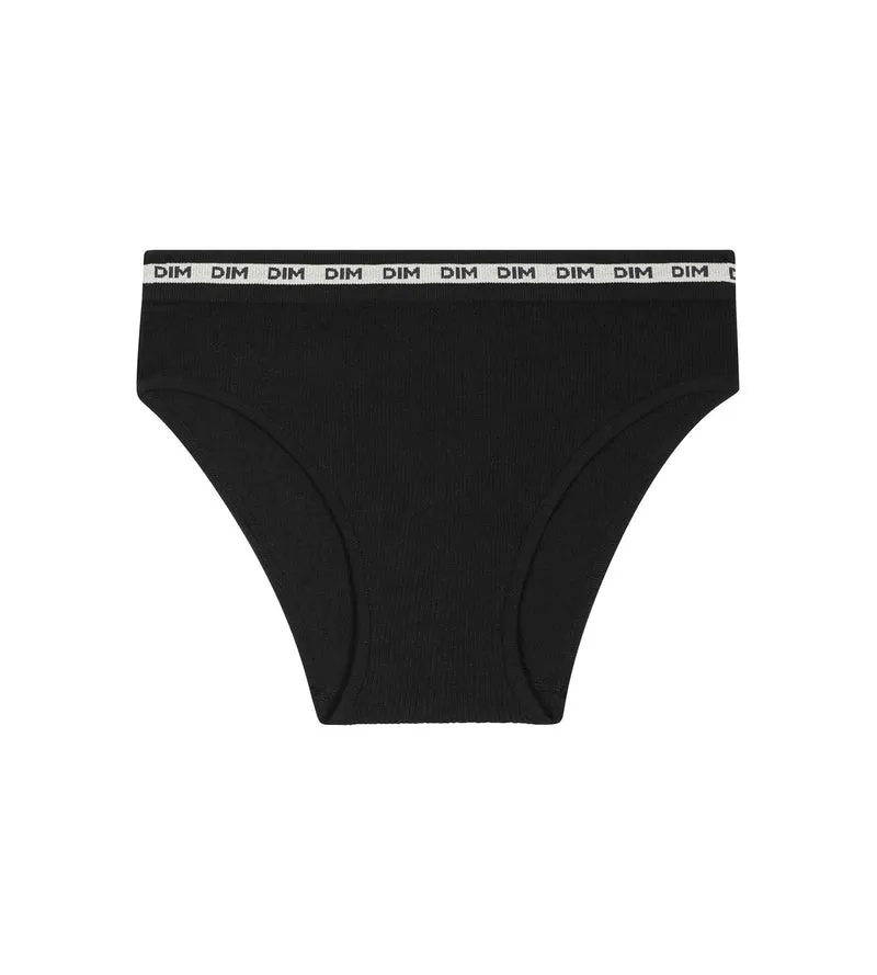 Schwarzer Mädchenslip aus weichem Rippstrick - Icons