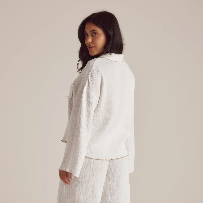 Crinkle Pyjama Shirt - White
