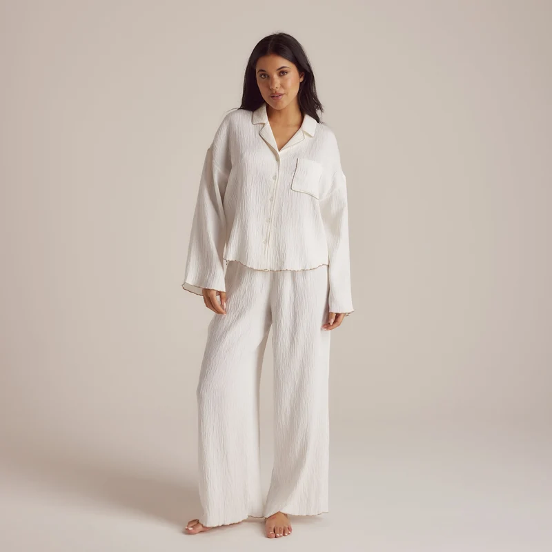 Crinkle Pyjama Shirt - White