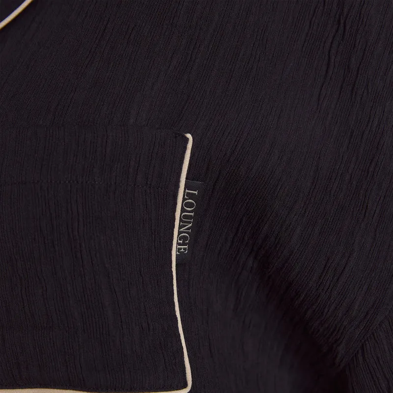 Crinkle Pyjama Shirt - Black