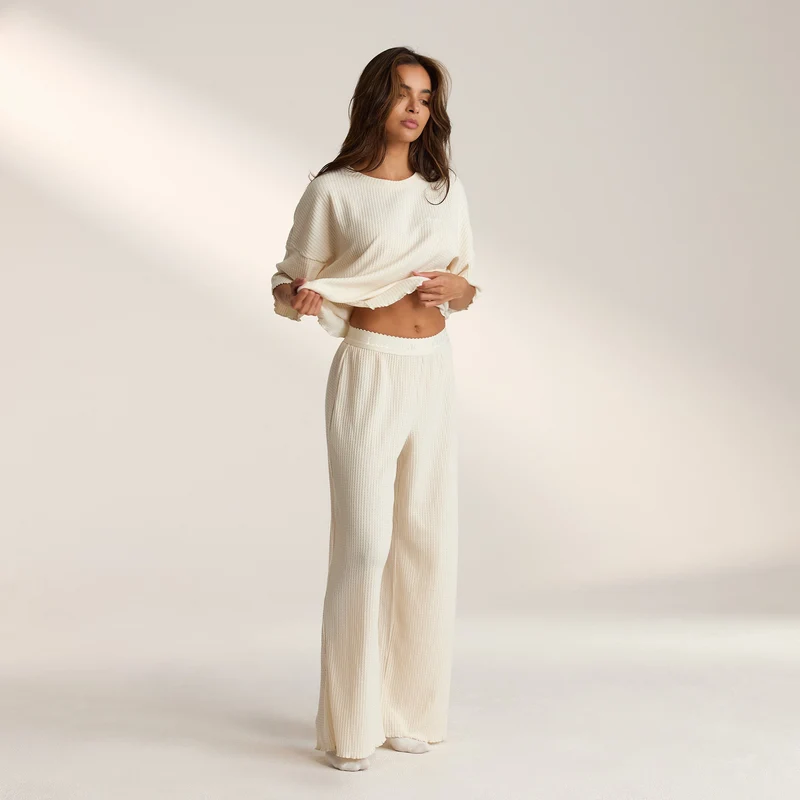 Soft Waffle Pyjama Bottoms - Cream