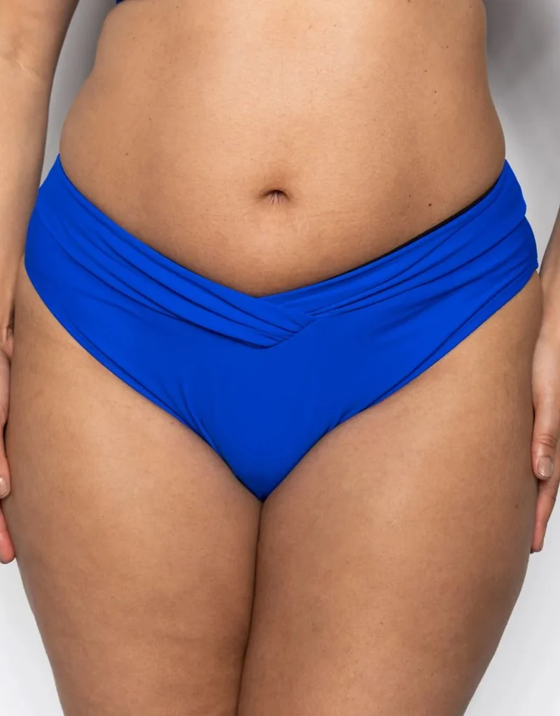 Ivory Rose V Front Bikini Bottom Cobalt