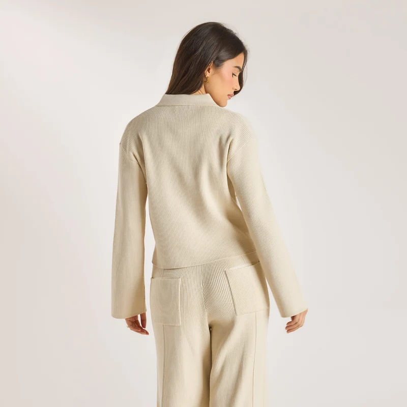 Knitted Oversized Shirt - Cream