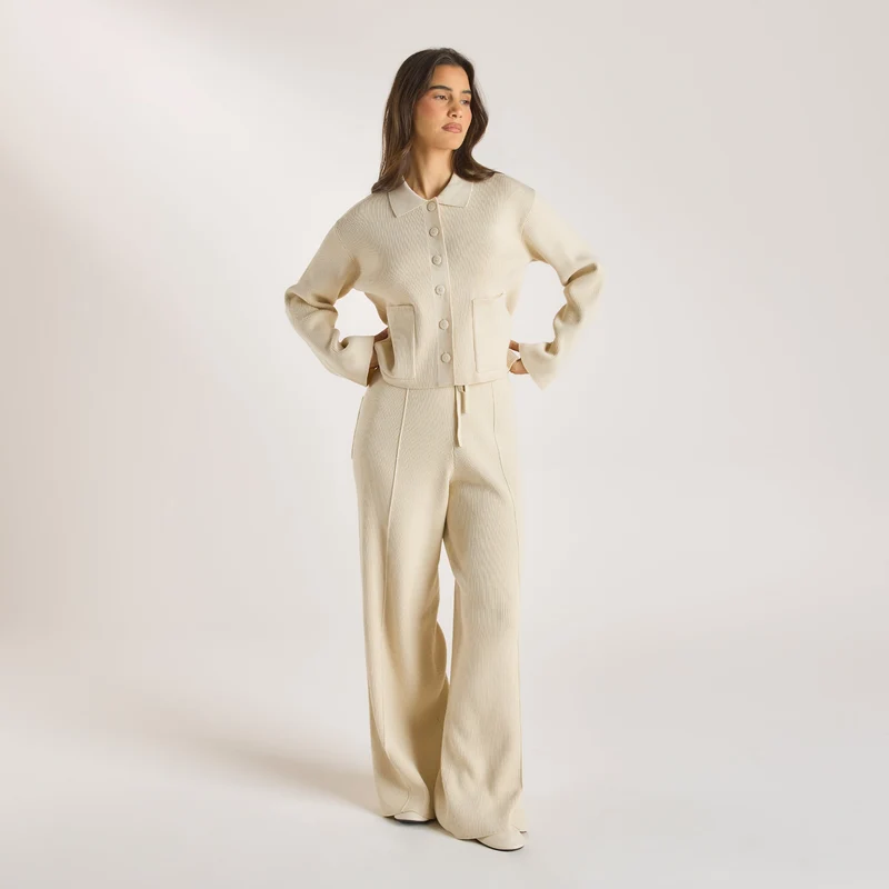 Knitted Oversized Shirt - Cream