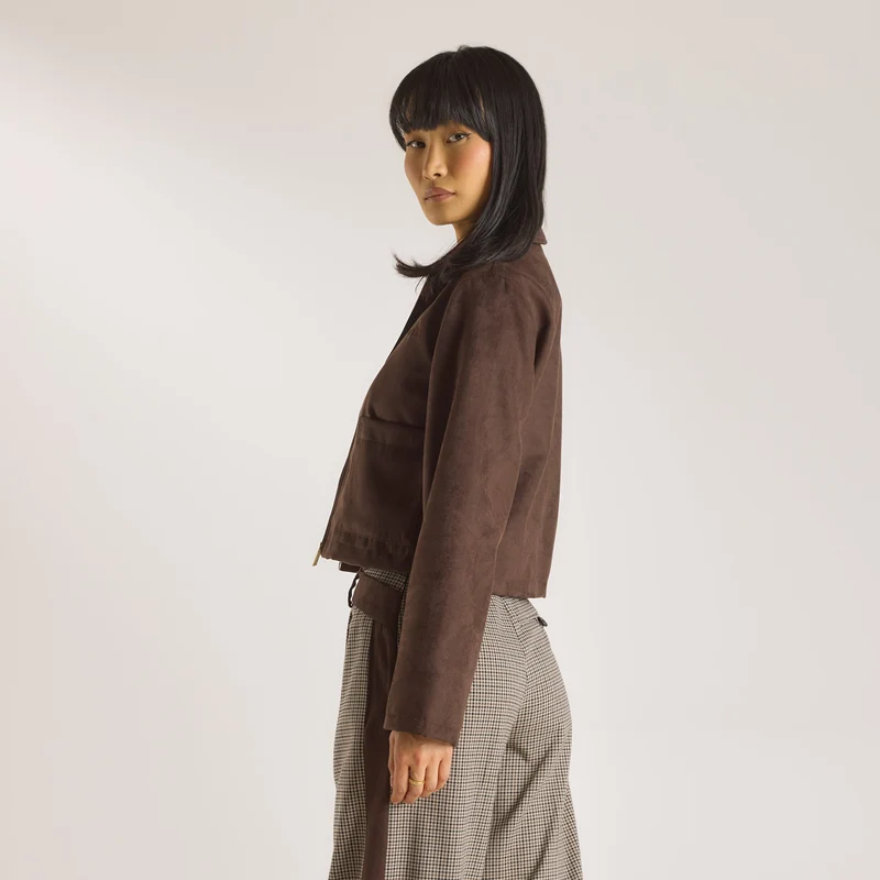 Suedette Jacket - Chocolate
