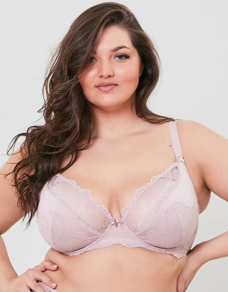 Oola Fan Lace Half Cup Bra Latte
