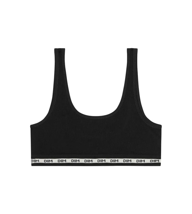 Schwarzes Mädchen-Bustier aus weichem Rippstrick - Icons