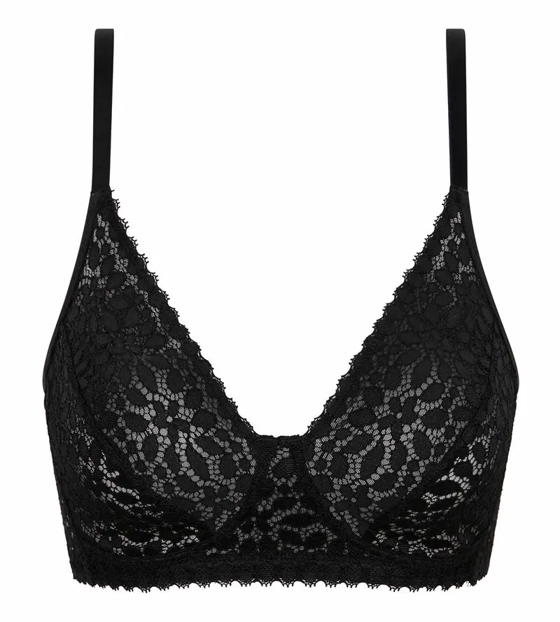 Schwarzer BH ohne Bügel aus floraler Spitze - Daily Dentelle