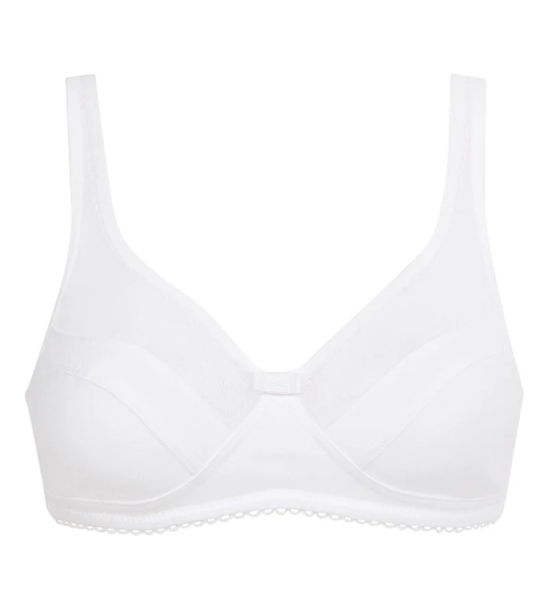 Weißer BH mit gepunkteten Tülleinsätzen ohne Bügel - Generous Cotton Bio