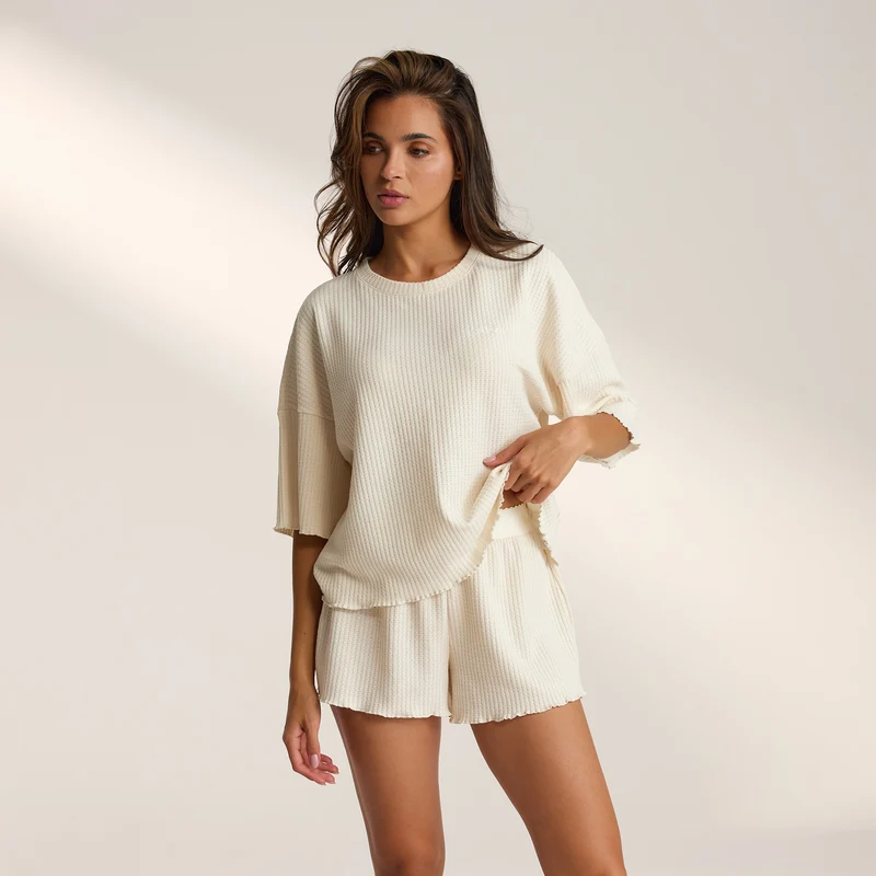 Soft Waffle Pyjama Top - Cream