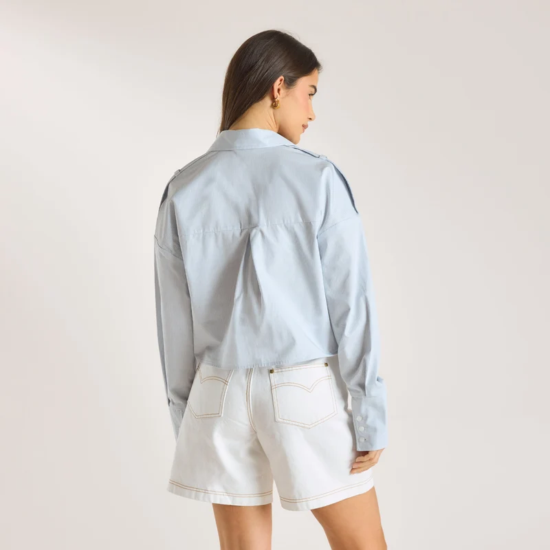 Asymmetric Shirt - Blue Stripe