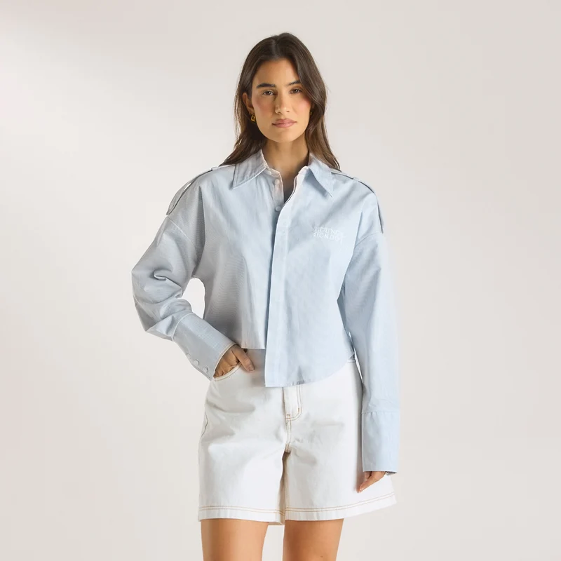Asymmetric Shirt - Blue Stripe