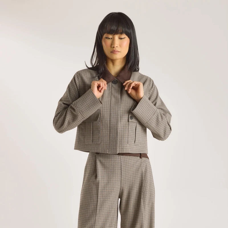 Houndstooth Jacket - Brown