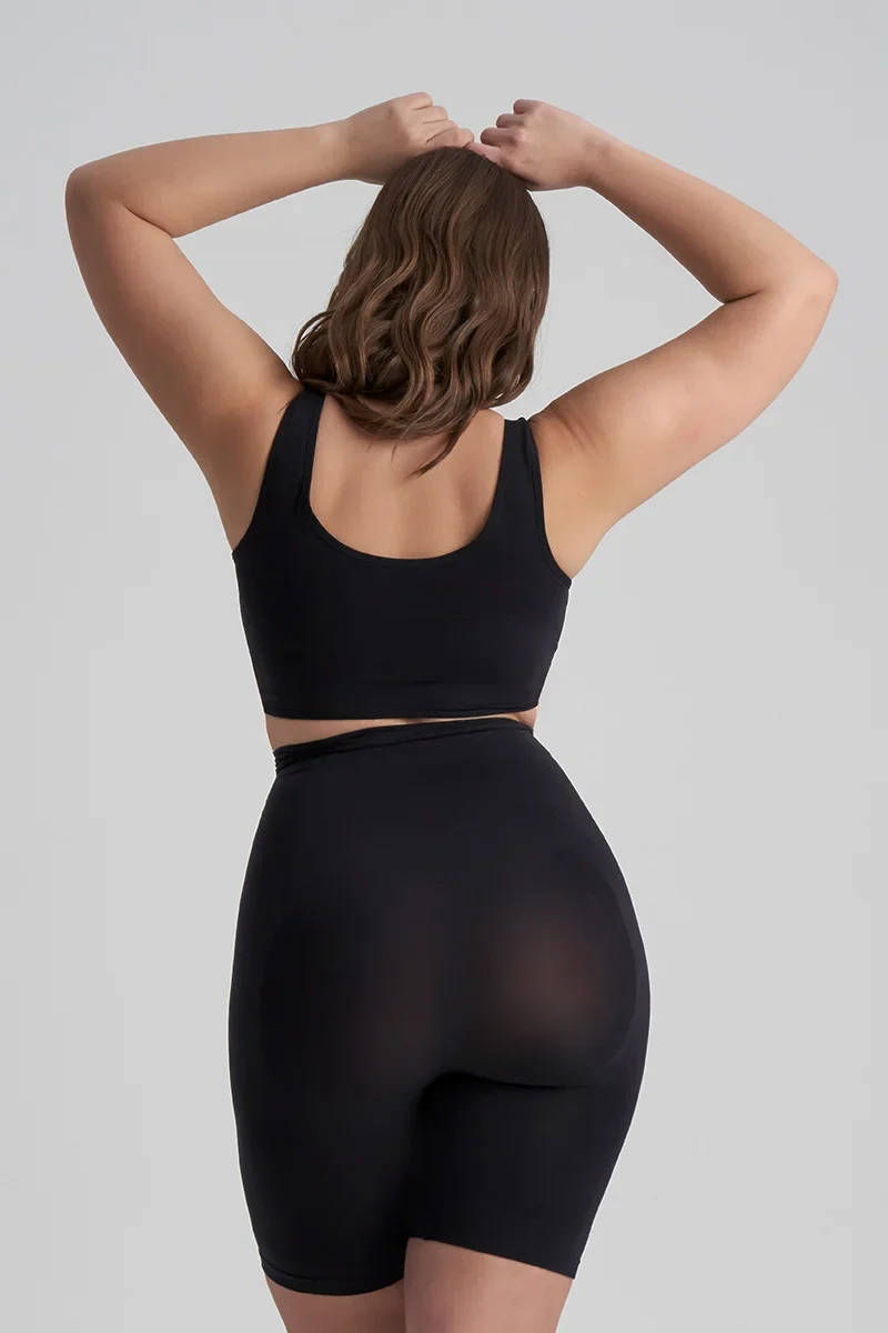 ByeBra – Nahtlose Shapewear (Starker Halt), weiche, hochtaillierte Shorts, schwarz