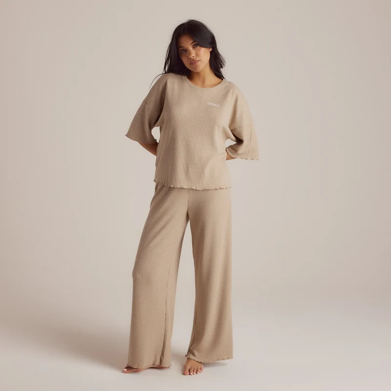 Soft Waffle Pyjama Bottoms - Mink