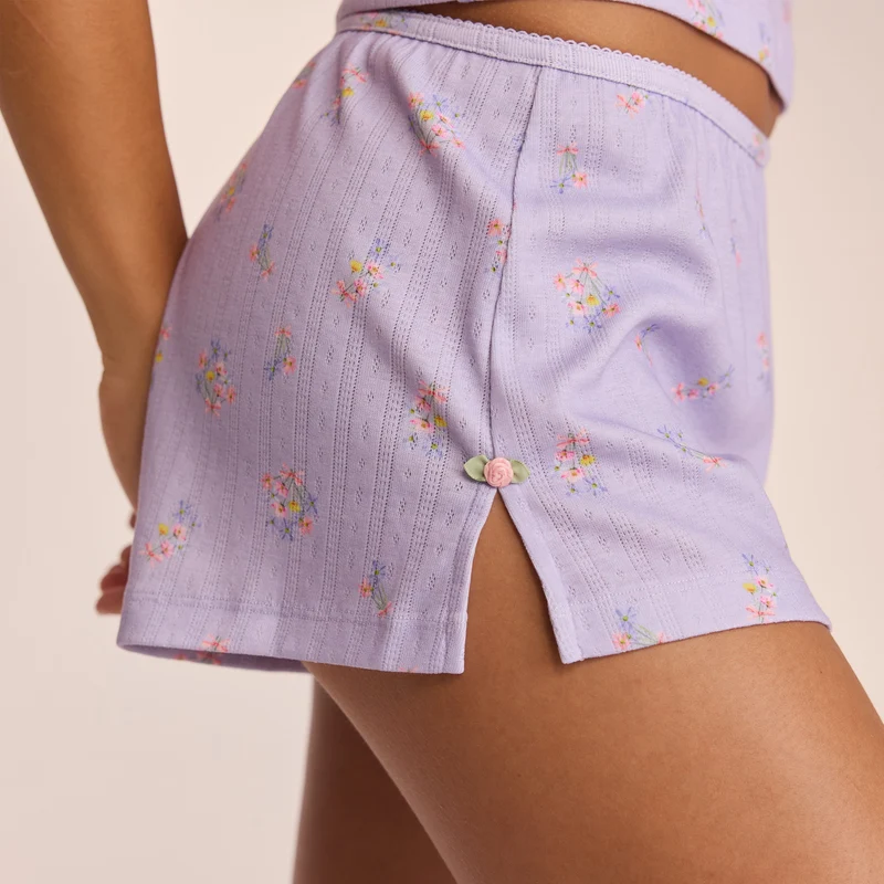 Pointelle Pyjama Shorts - Lilac Floral