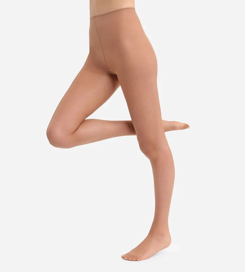 Transparente Strumpfhose 15D mit Nude-Effekt in Tan - DIM Sublim