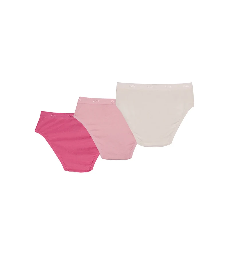 3er-Pack Mädchenslips mit Logobund rosa/pink/perlmutt - Pockets