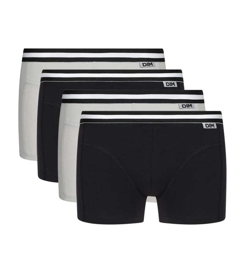 4er-Pack Boxershorts aus Stretch-Baumwolle grau/schwarz - EcoDIM