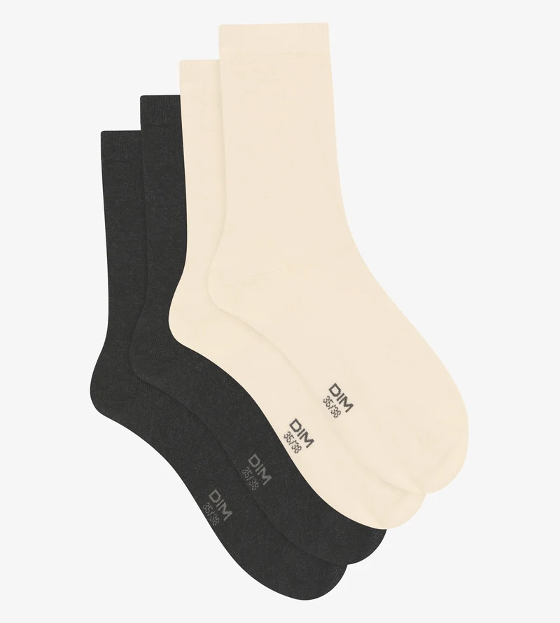 2er-Pack Damensocken aus Baumwolle in Elfenbein Dim