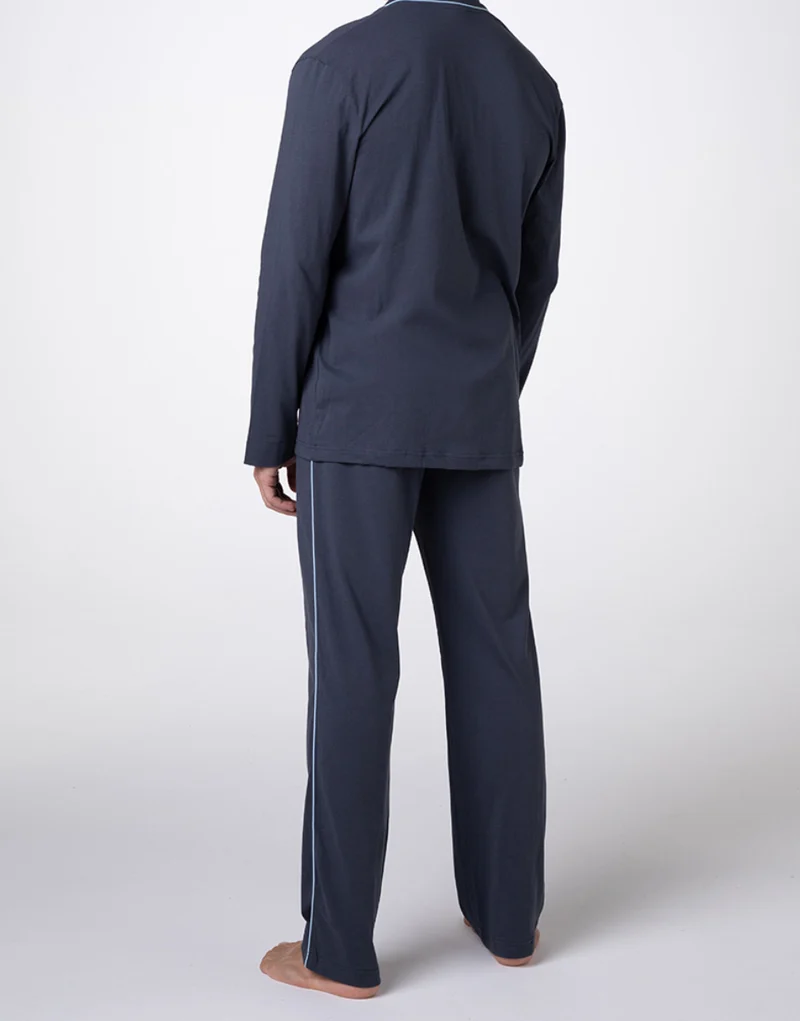 Unisex Langarm-Pyjama aus Schiefer-Baumwolljersey