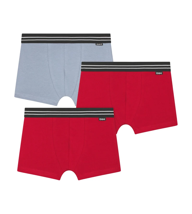 3er-Pack blaue Boxershorts für Jungen aus Baumwolle mit Stretch – EcoDIM