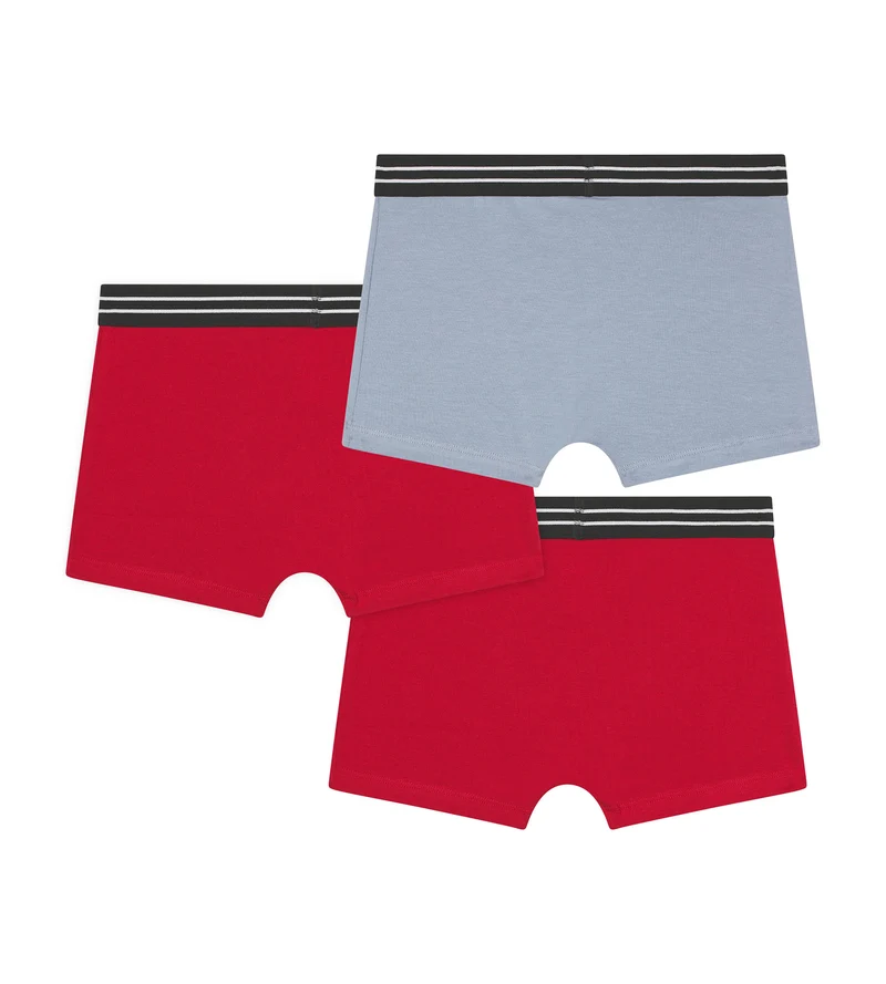 3er-Pack blaue Boxershorts für Jungen aus Baumwolle mit Stretch – EcoDIM
