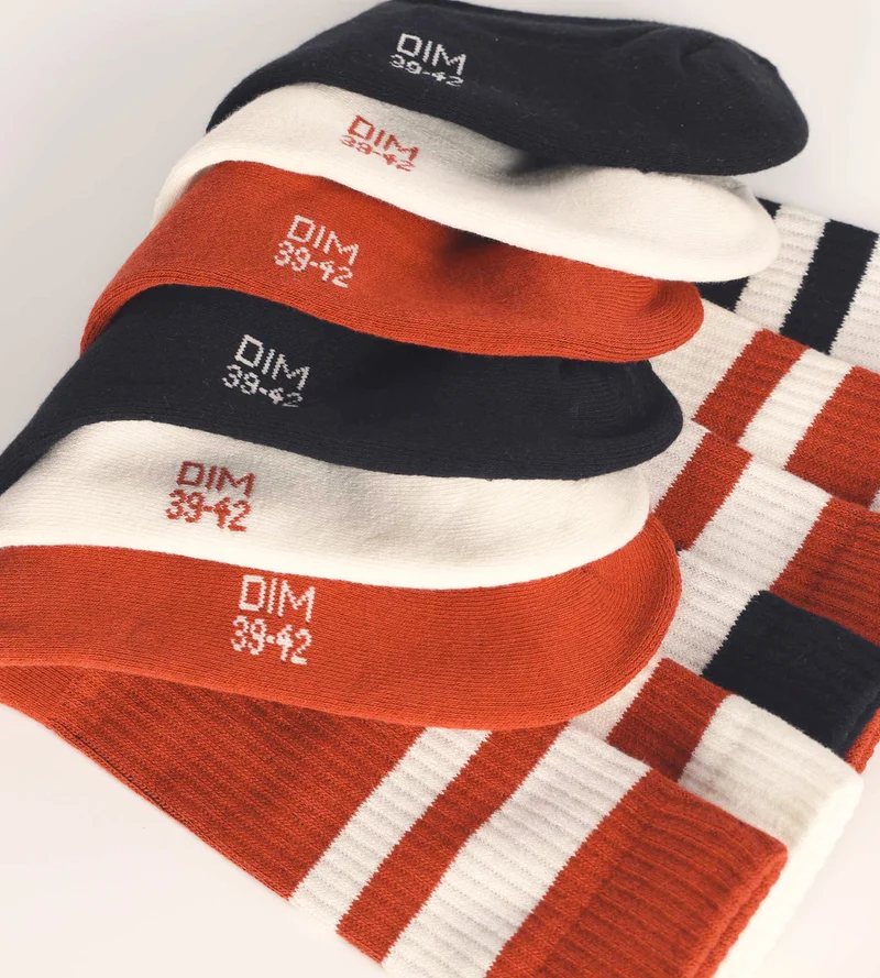 3er-Pack Herrensocken aus Baumwolle rot/weiß/schwarz - EcoDIM Sport