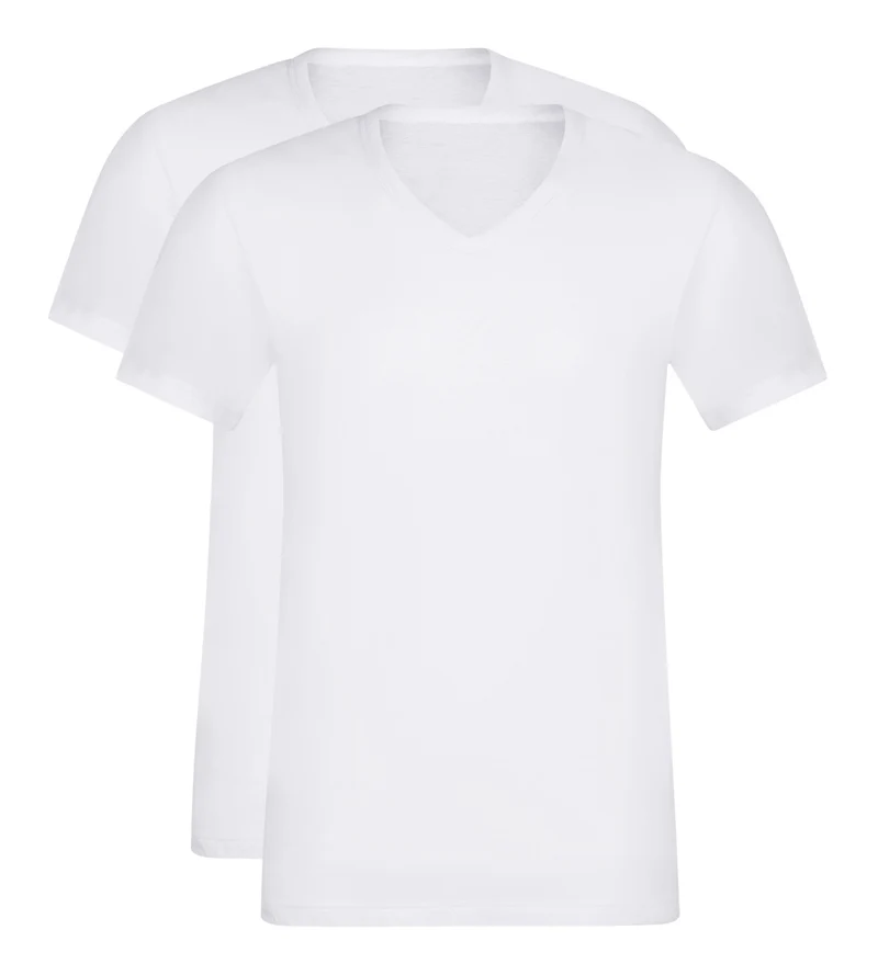 Lot de 2 t-shirts homme en coton blanc à col en V EcoDim