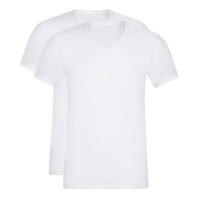 Lot de 2 t-shirts homme en coton blanc à col en V EcoDim