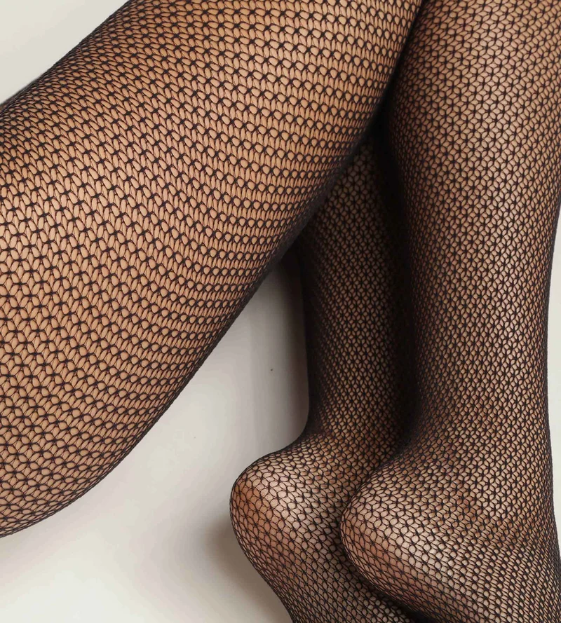 Schwarze Strumpfhose aus geometrischer Spitze- DIM Style