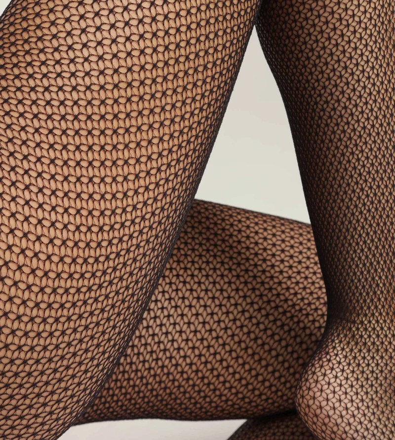 Schwarze Strumpfhose aus geometrischer Spitze- DIM Style