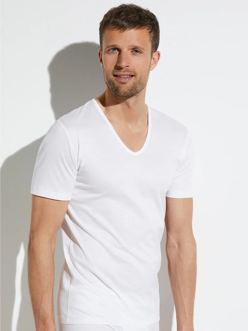 T-Shirt, kurzarm, V-Neck, 286 SEA ISLAND